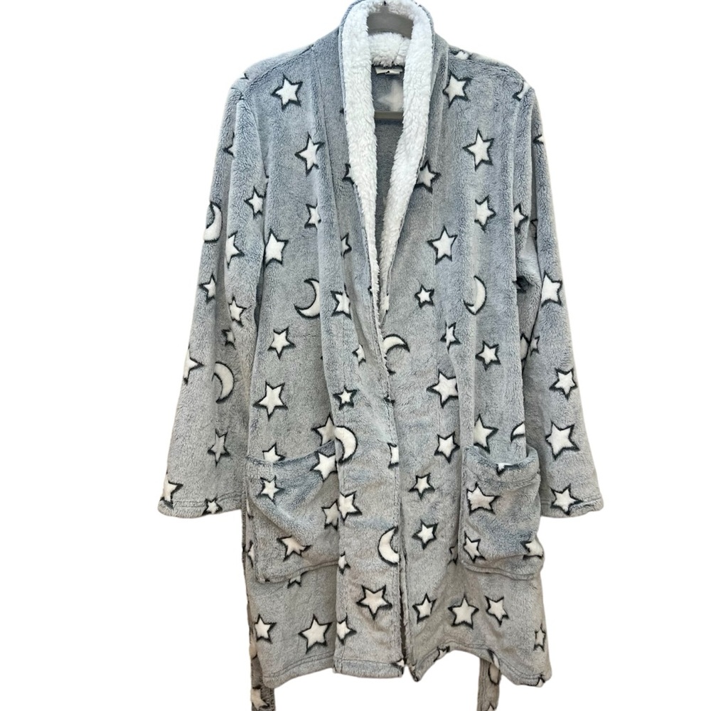 Jenni sparkle Star Print Plush Short Robe - Picture 3 of 7